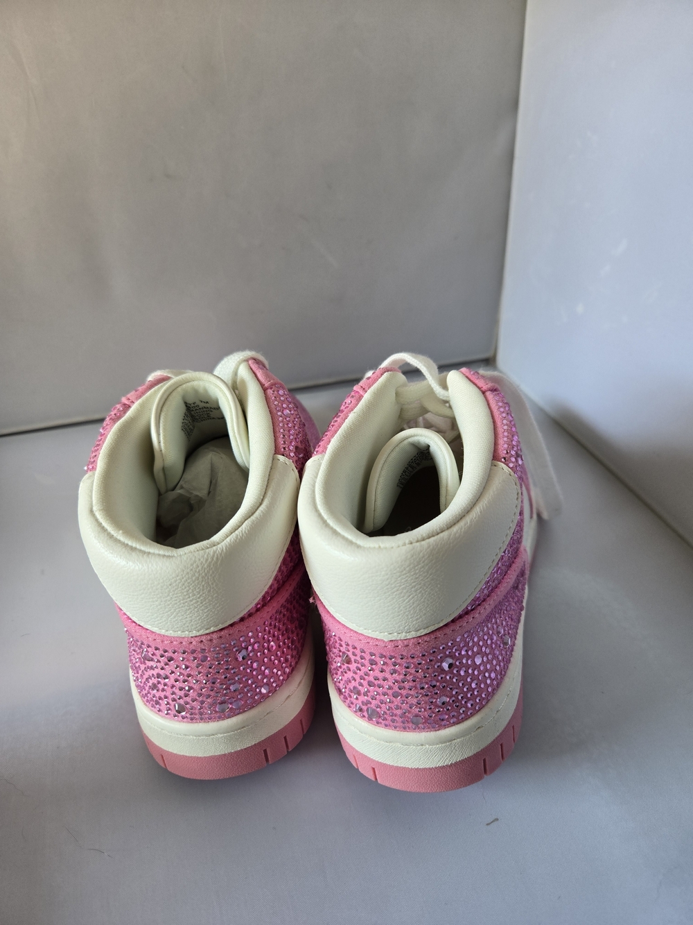 Wild Pair Pink and White Rhinestone Accent Sneakers - Picture 3 of 5